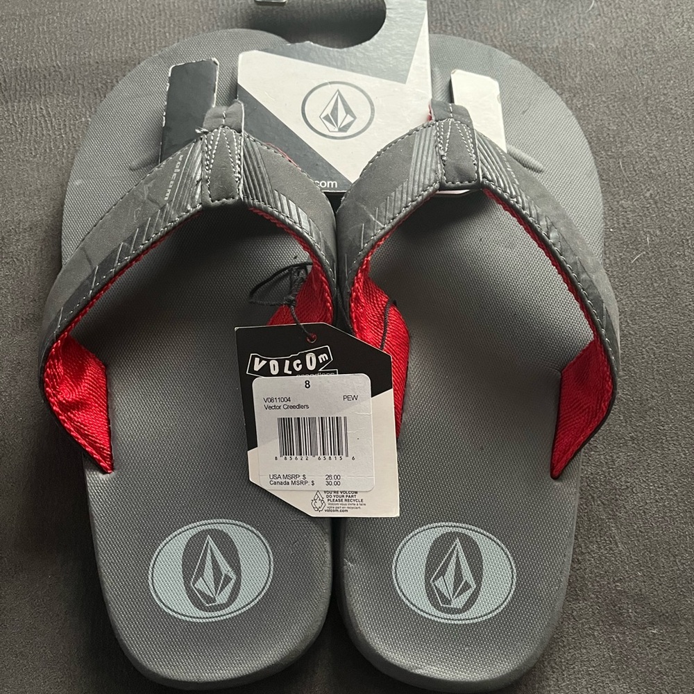 VOLCOM Black & Red Flip Flop Sandals X Size 7